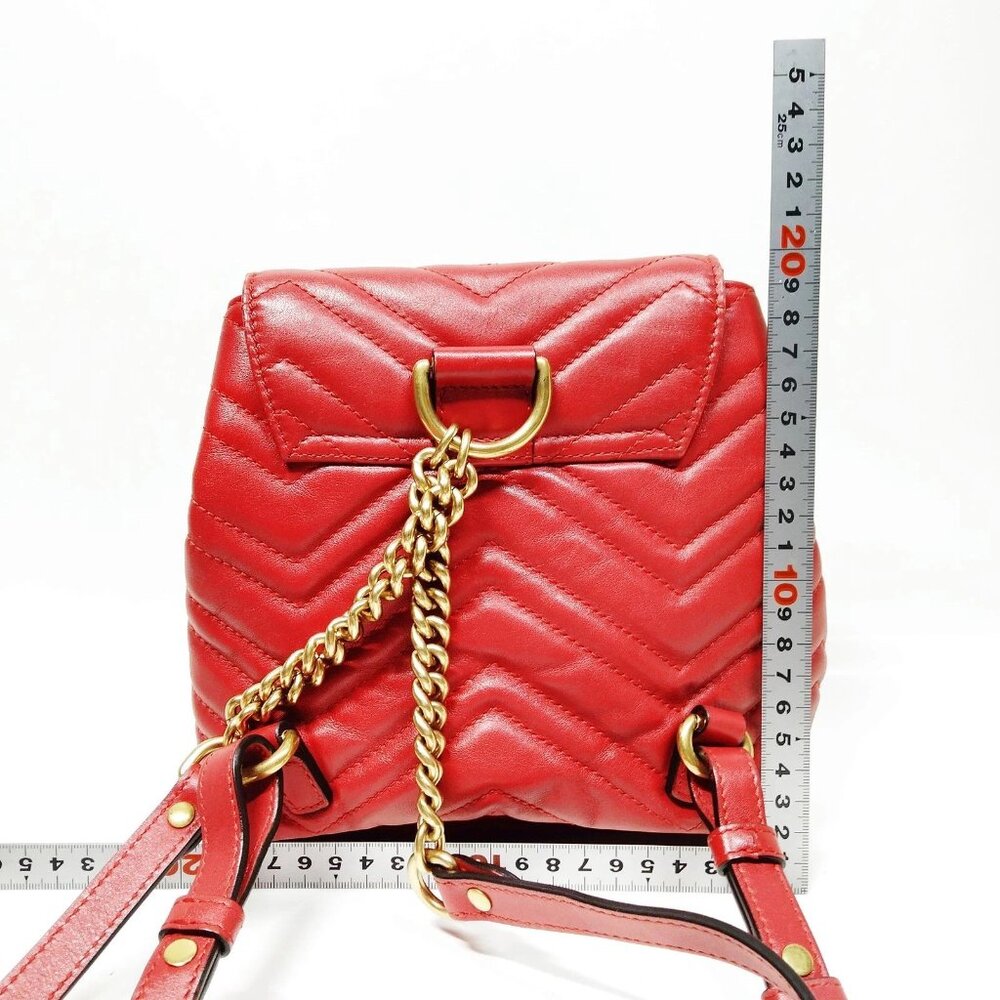 Authentic Gucci GG Marmont Mini Red Backpack | Quilted Leather Designer Bag - Picture 3 of 16